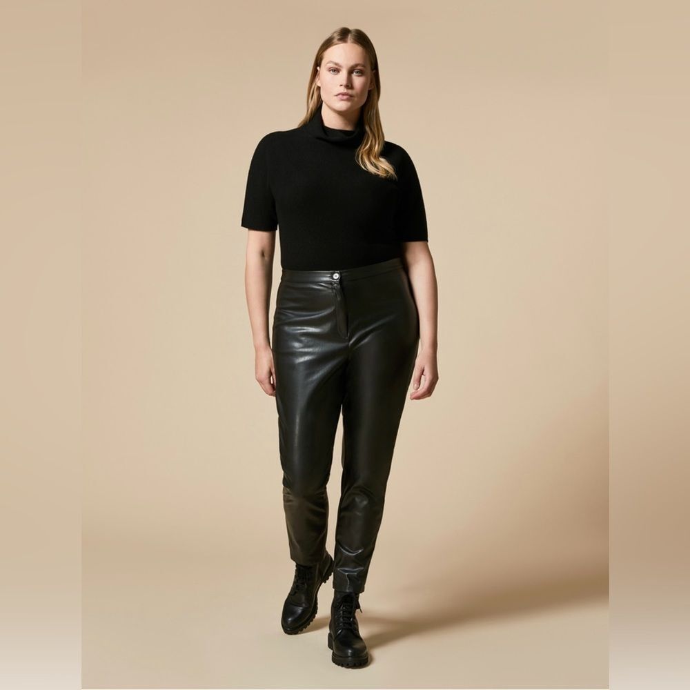 Marina Rinaldi Women's Size 18 Black Reims Super Soft Slim Fit Faux Leather Pant